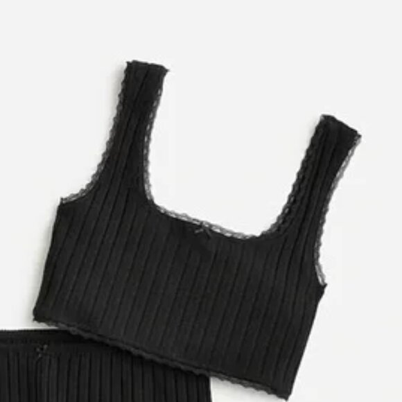 J. Crew Pointelle‎ Bralette Womens Medium Black - Picture 1 of 8